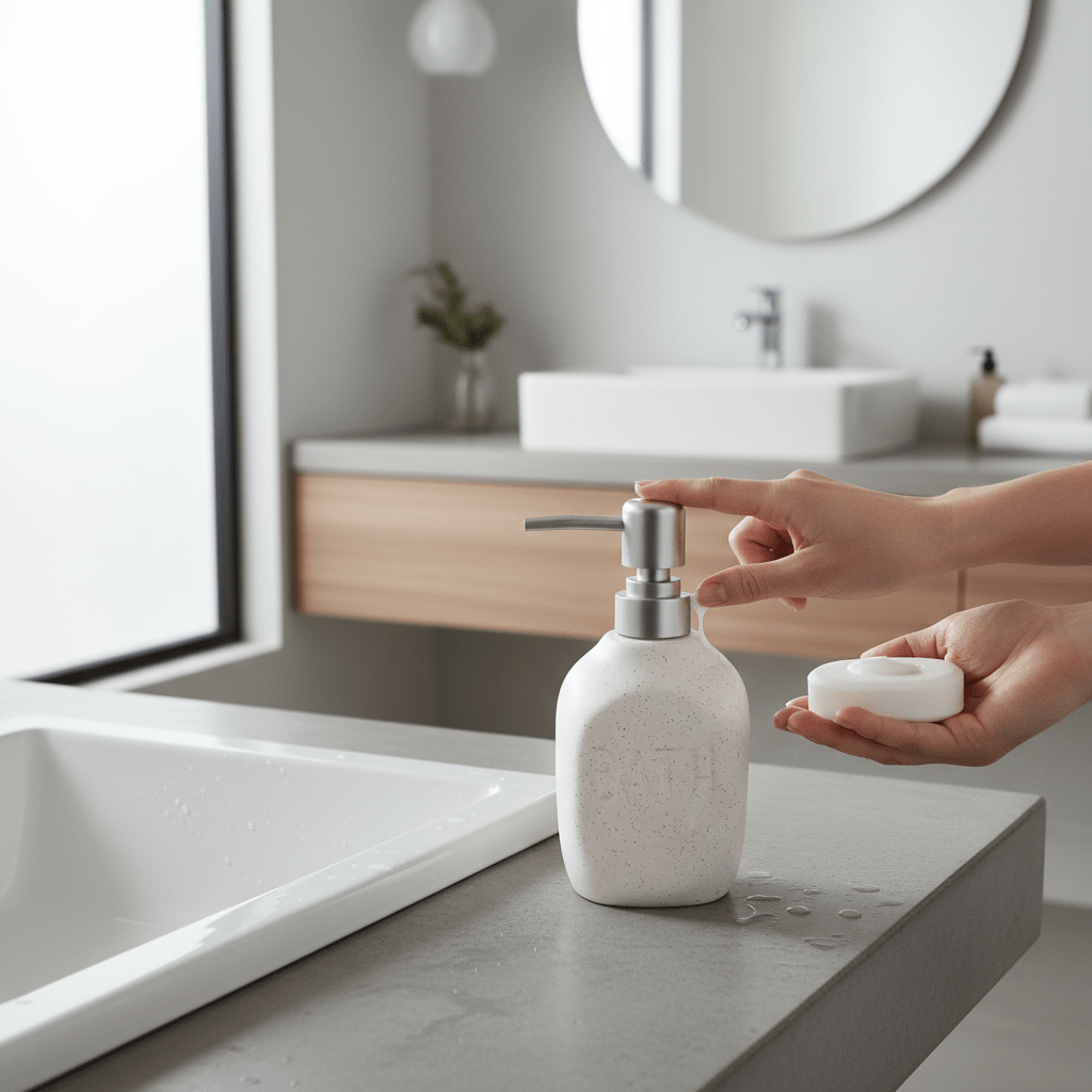 Dispenser Sapone in Ceramica con Pompa Inox - 3 Colori - Punto Casa