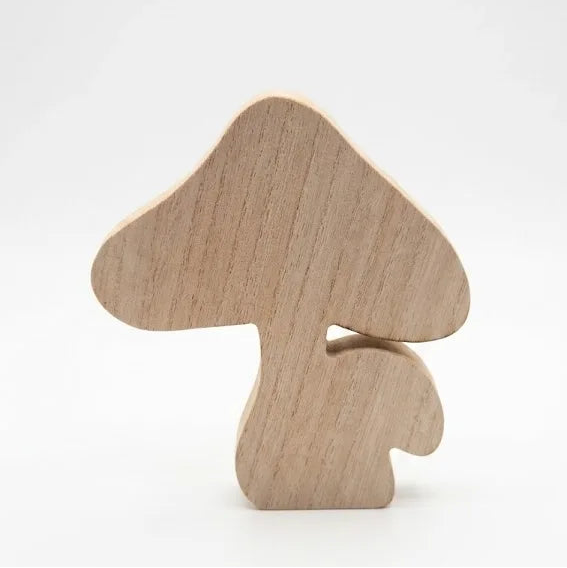 Funghi in Legno Decorativi Autunnali con Scoiattolo