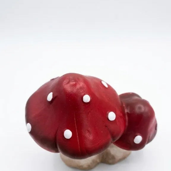 Fungo di Ceramica Autunnale Bordeaux a Pois – Decorazione Boho Rustica - Punto Casa