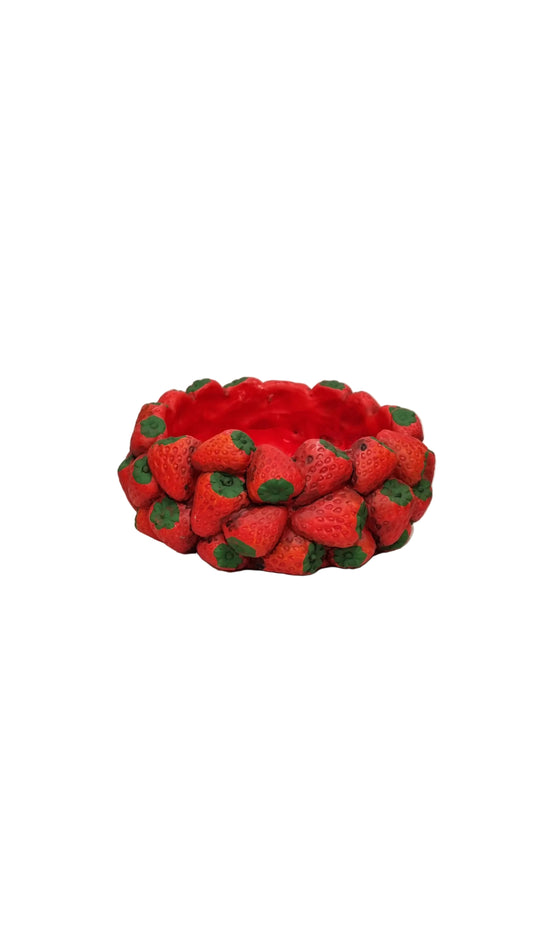 Vaso decorativo a forma di fragole, ideale per cucina o soggiorno, con dettagli realistici e colori vivaci