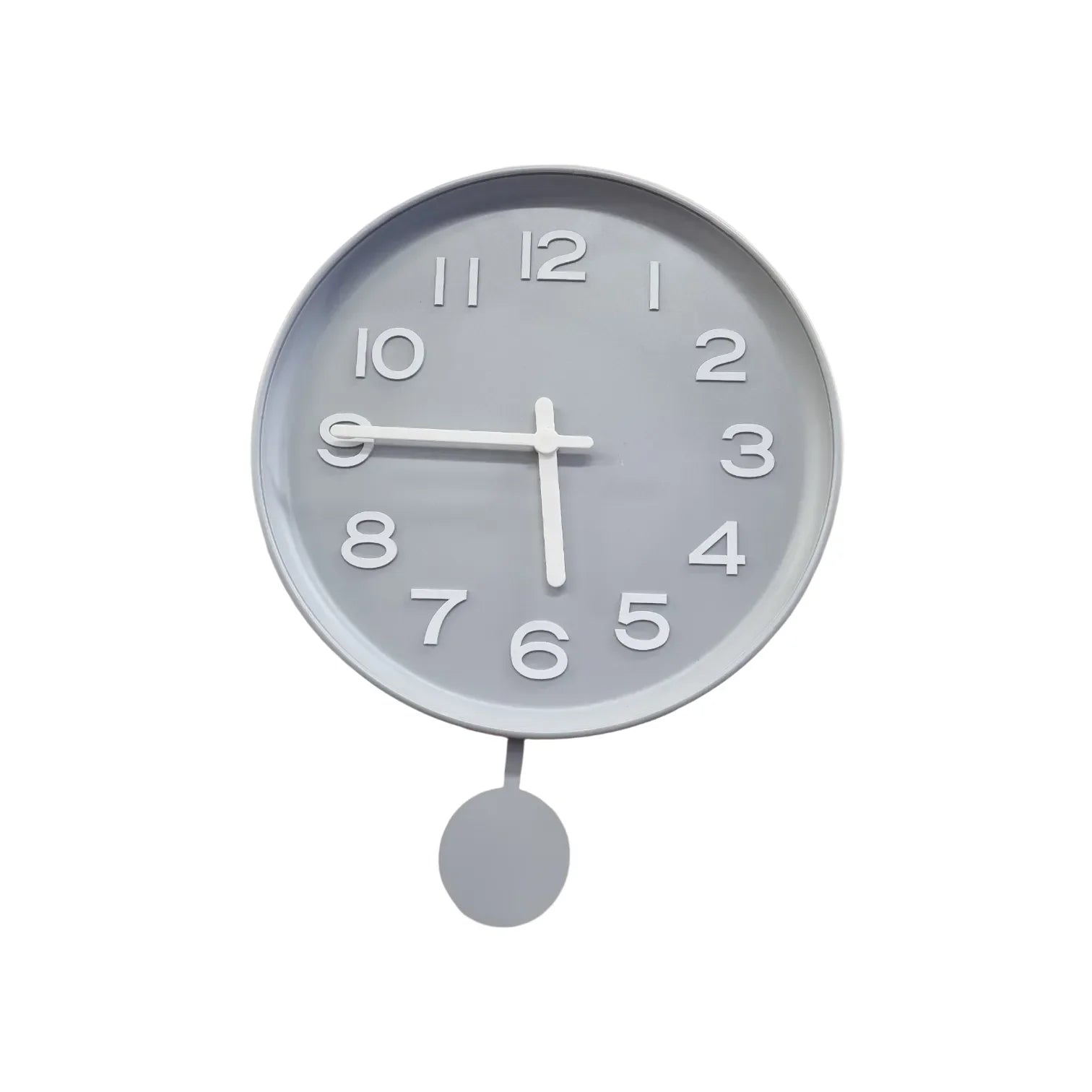 Orologio da parete grigio con pendolo, design moderno per casa e ufficio