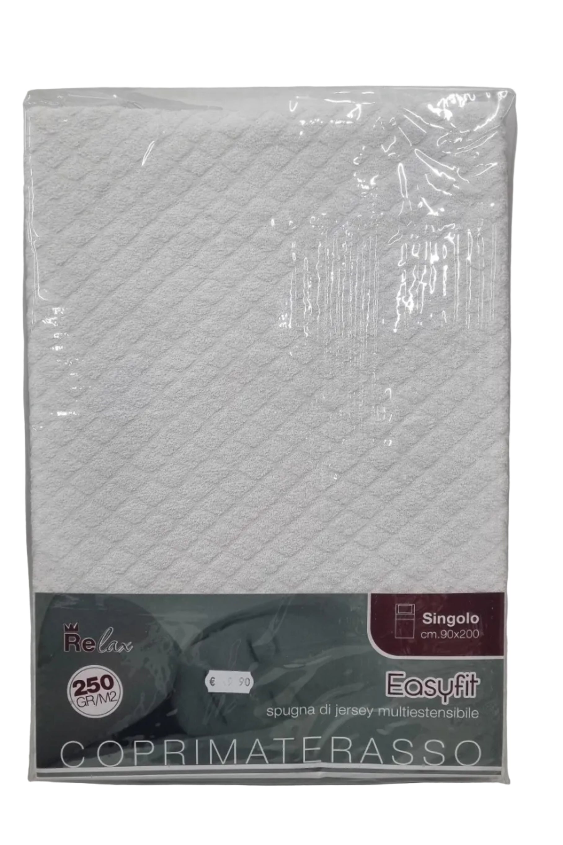 Coprimaterasso singolo Relax 250 gr/m², spugna jersey multiestensibile, Easyfit cm 90x200