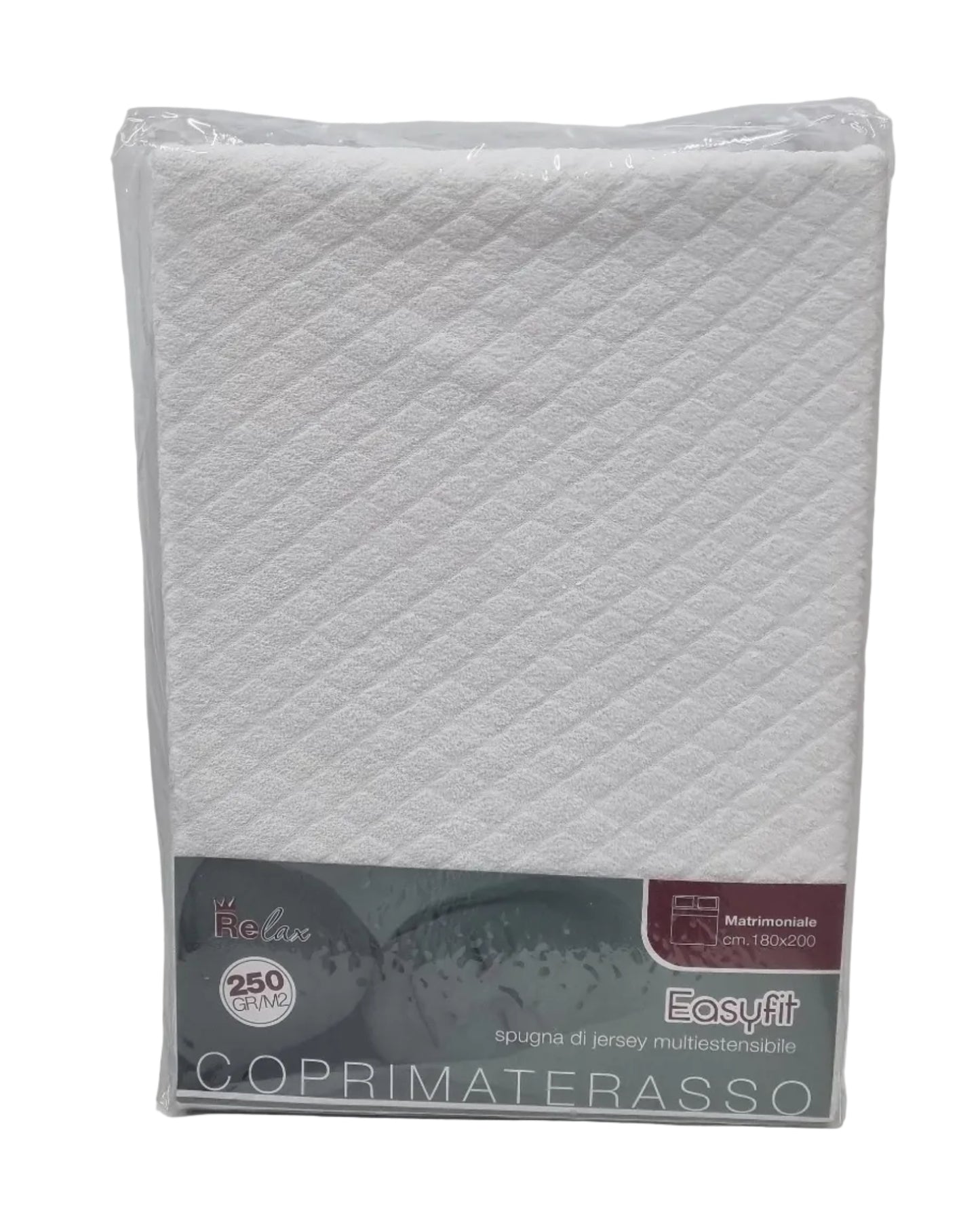 Coprimaterasso matrimoniale Relax 250 gr/m², spugna jersey multiestensibile Easyfit, cm 180x200