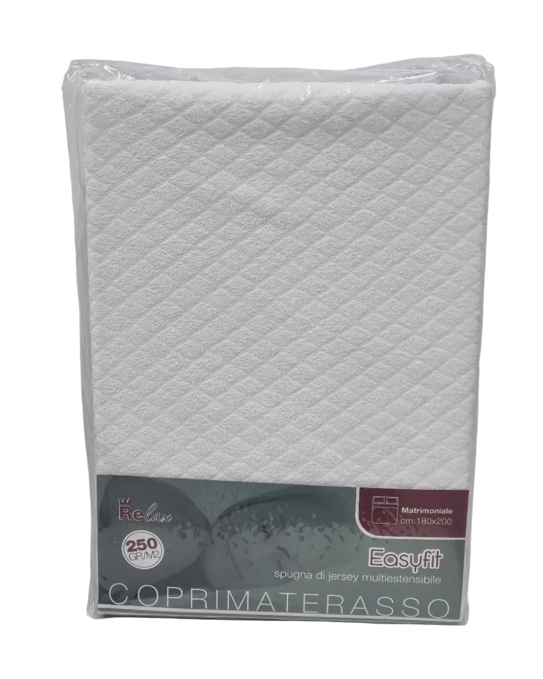 Coprimaterasso matrimoniale Relax 250 gr/m², spugna jersey multiestensibile Easyfit, cm 180x200