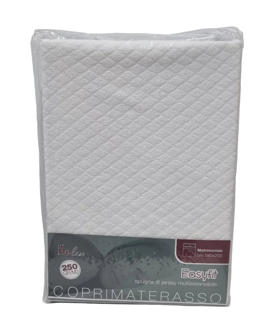 Coprimaterasso matrimoniale Relax 250 gr/m², spugna jersey multiestensibile Easyfit, cm 180x200