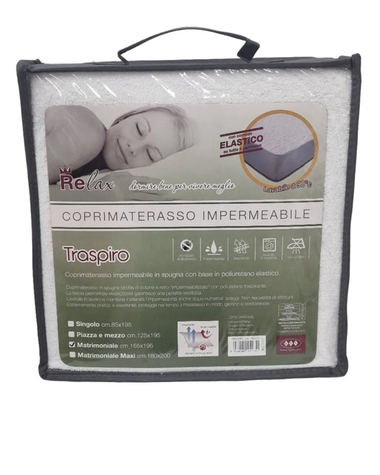 Coprimaterasso impermeabile Relax Traspiro, con elastico, lavabile a 90°C, per letto matrimoniale