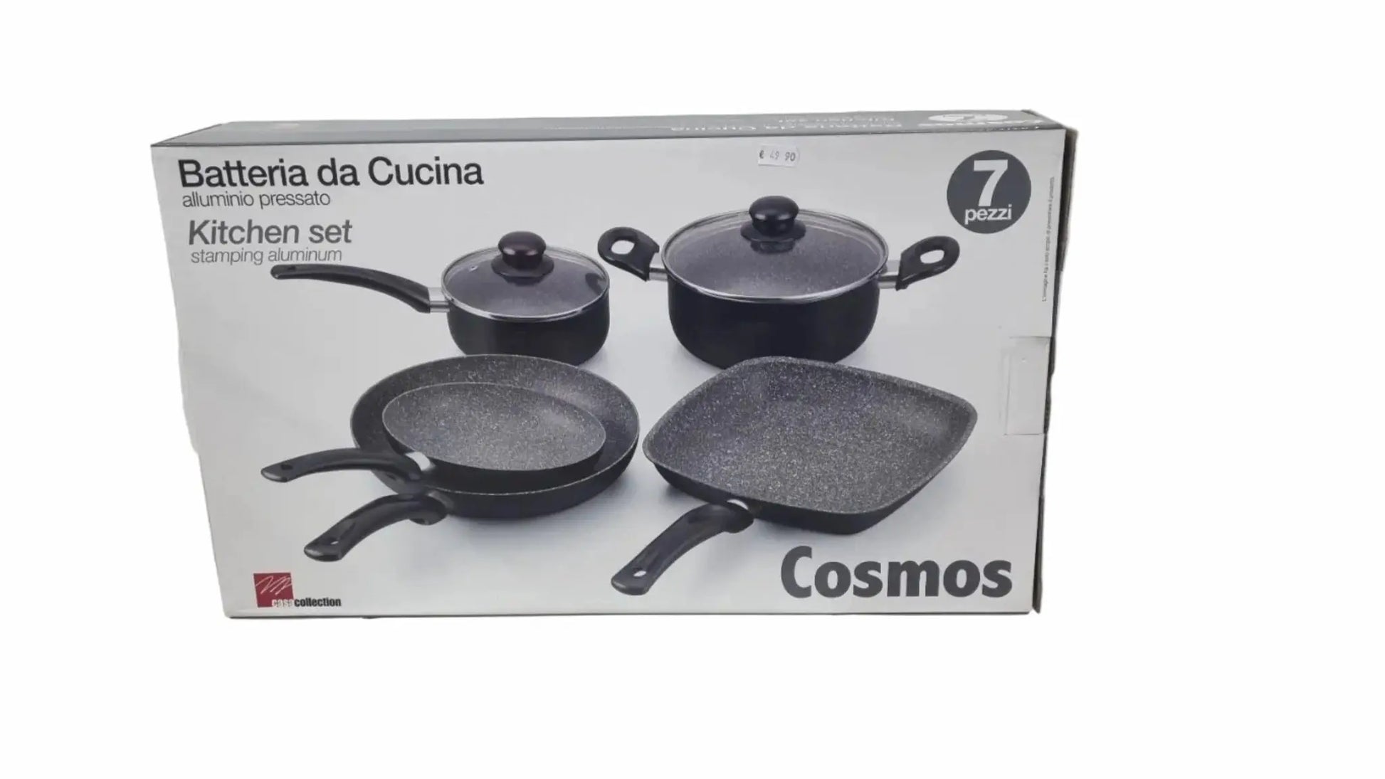 Set Batteria da Cucina 7 Pezzi – Alluminio Pressofuso con Rivestimento Antiaderente Effetto Marmo