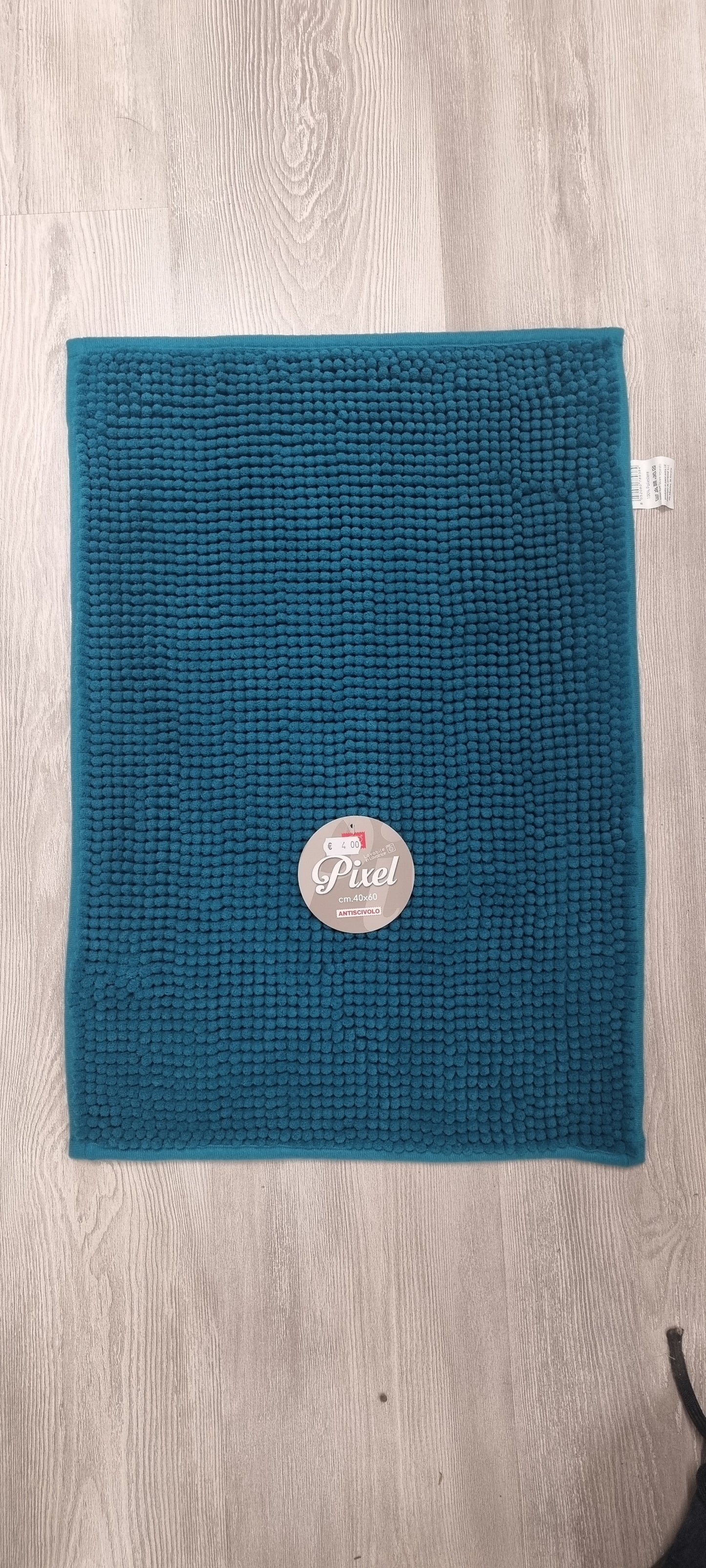 Tappeto bagno Pixel blu scuro 40x60 cm antiscivolo, tessuto a nodi, ideale per cucina e bagno