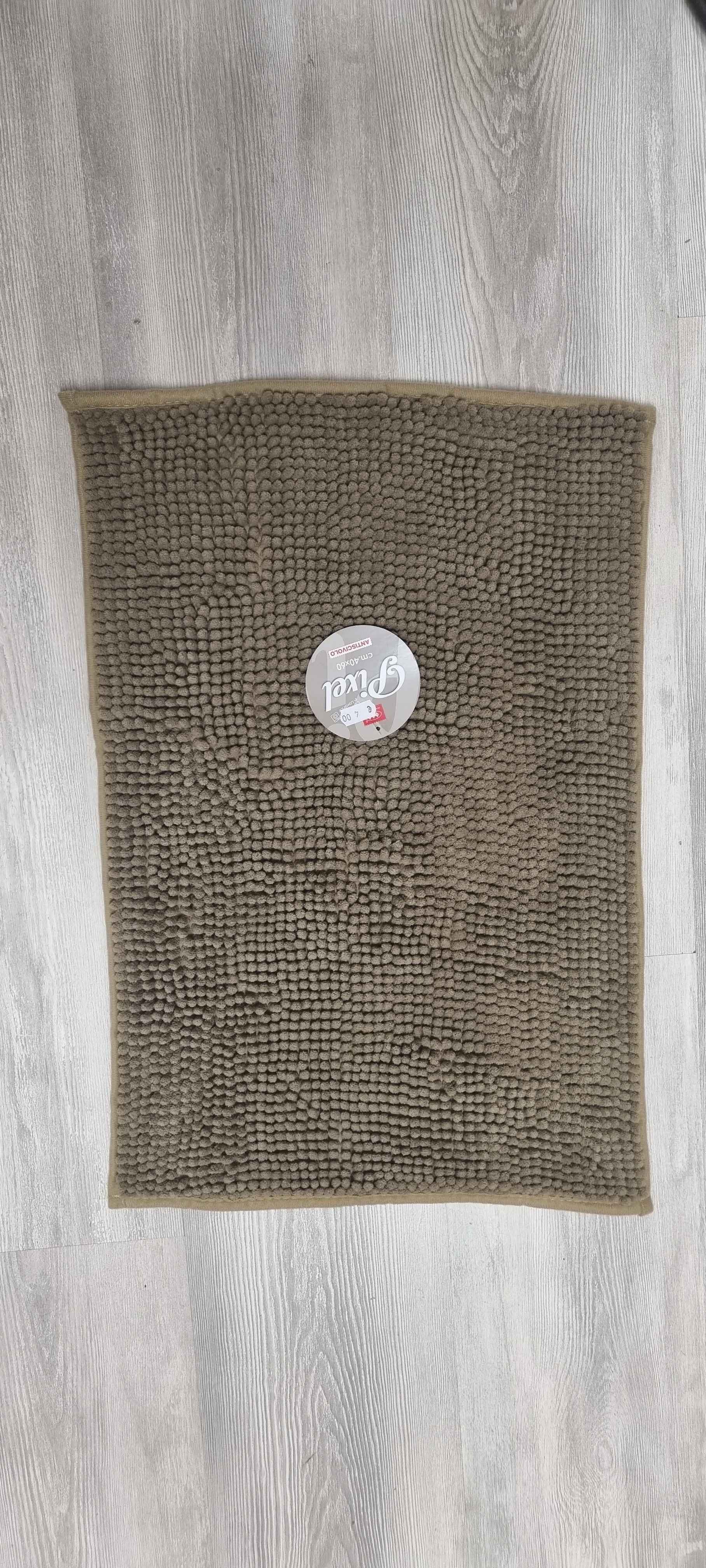 Tappeto bagno antiscivolo beige con texture a palline, ideale per cucina e bagno, cm 40x60