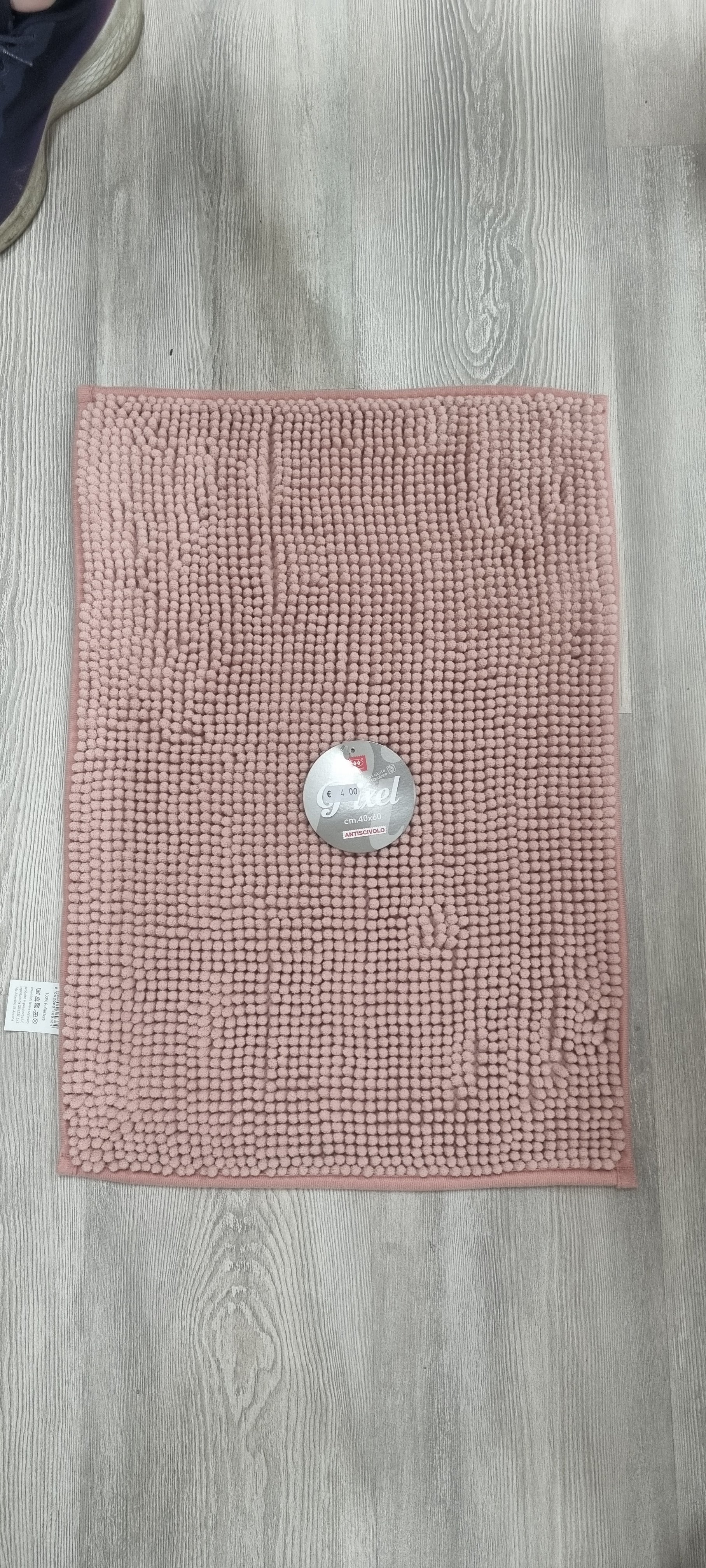 Tappeto bagno rosa antiscivolo 40x60 cm, tessuto a palline, ideale per cucina e bagno