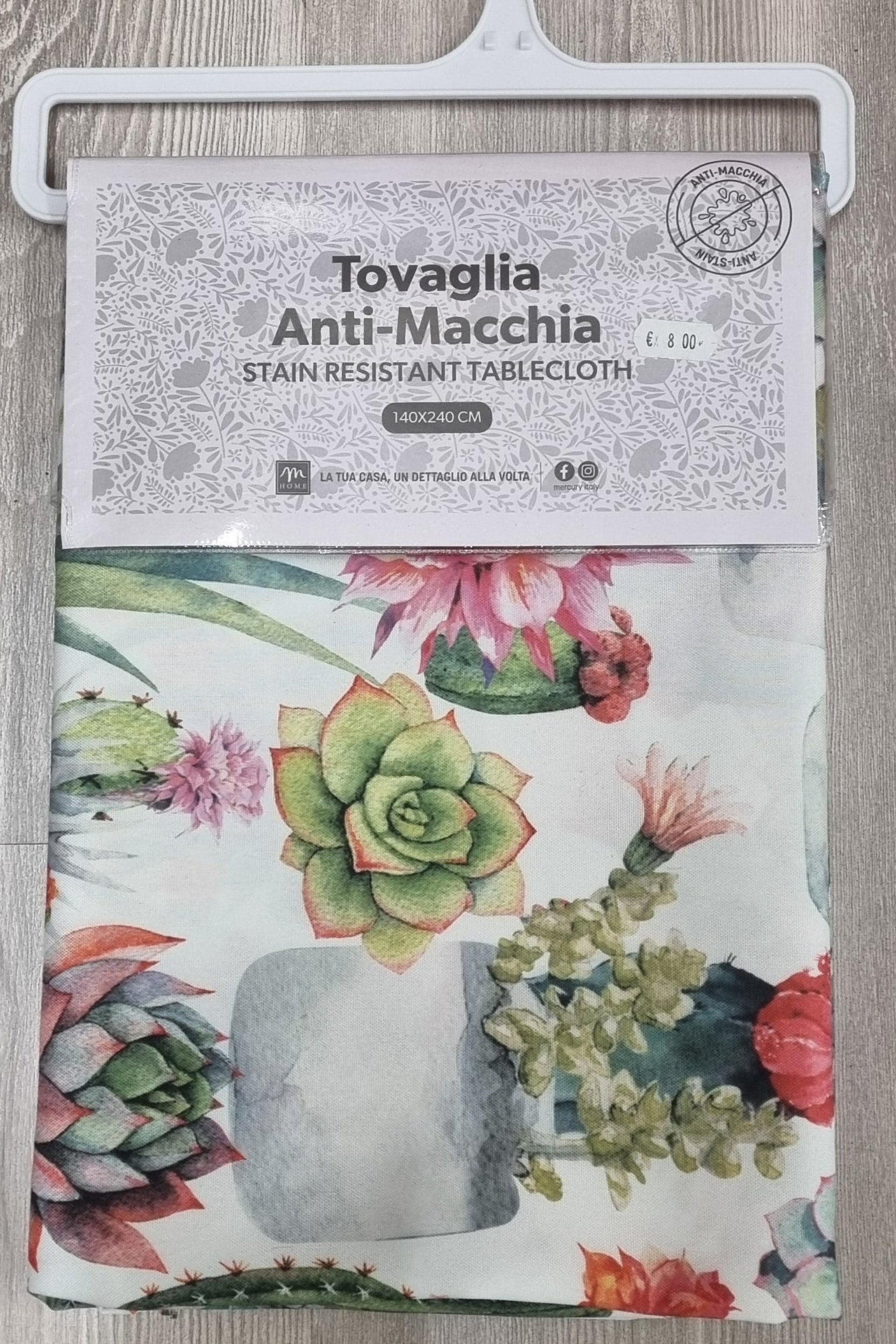 Tovaglia anti-macchia con stampa succulente, 140x240 cm, ideale per cucina e tavola, resistente e decorativa