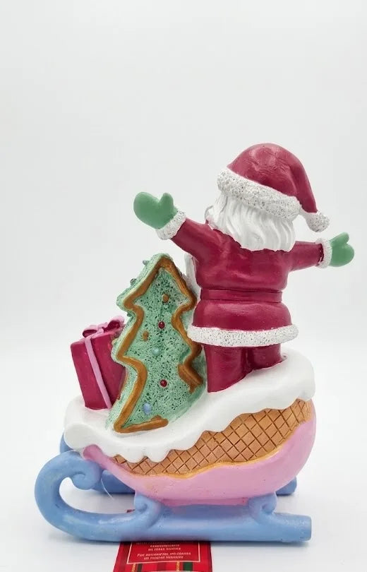 Babbo Natale sulla Slitta dei Dolci in Resina 20 cm – Decorazione Natalizia Originale - Punto Casa