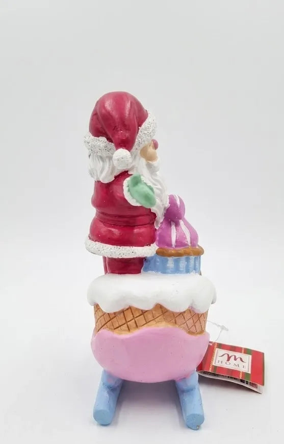 Babbo Natale sulla Slitta dei Dolci in Resina 20 cm – Decorazione Natalizia Originale - Punto Casa