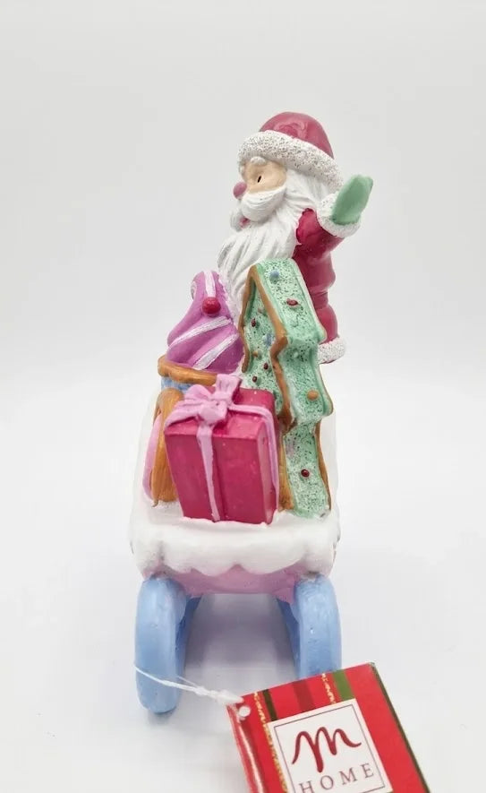 Babbo Natale sulla Slitta dei Dolci in Resina 20 cm – Decorazione Natalizia Originale - Punto Casa