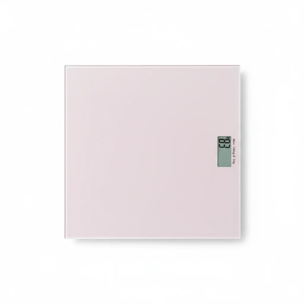 Bilancia pesapersone digitale rosa sfondo bianco