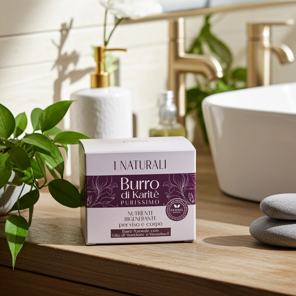 Burro di Karité purissimo nutriente rigenerante per viso e corpo con olio di mandorle e vitamina E