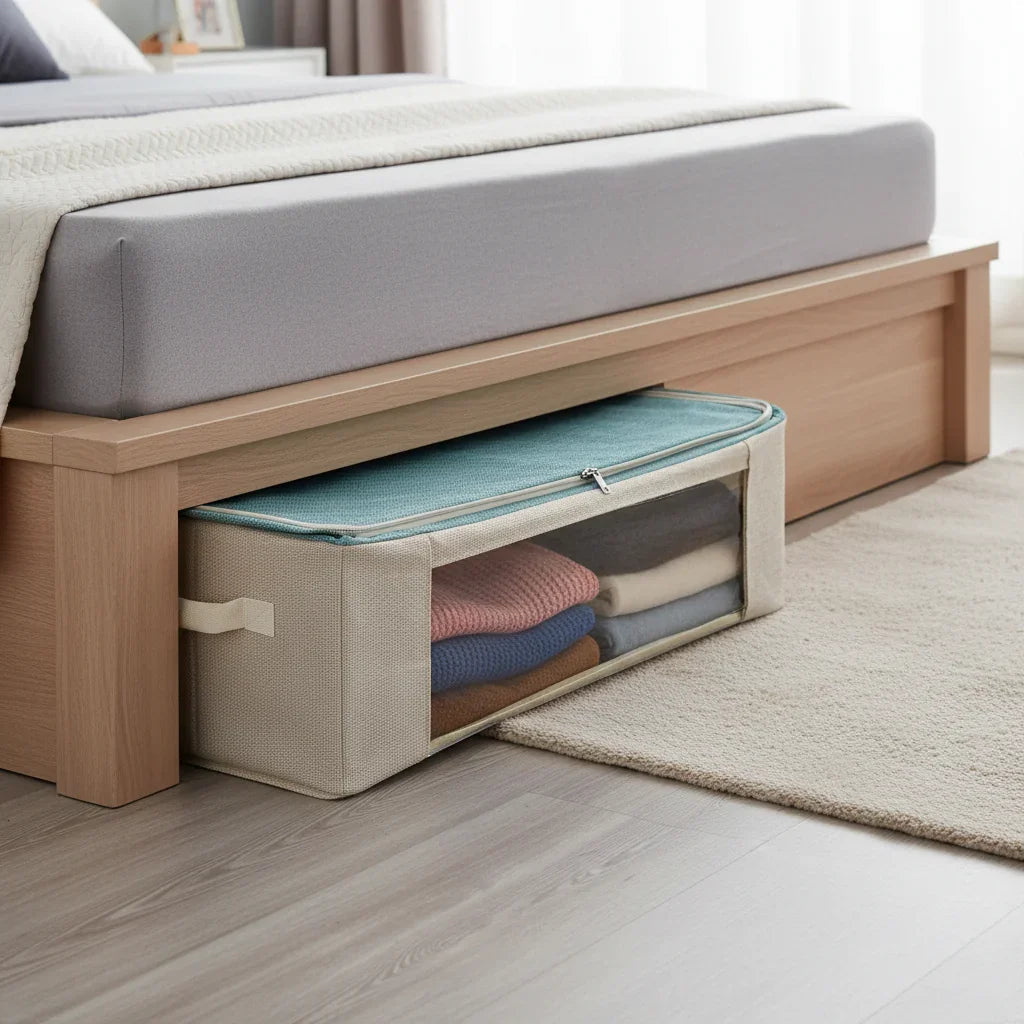 Contenitore Cambio Stagione Rigido 60x40x16cm con Struttura Metallica - Scatola Sottoletto Rinforzata - Punto Casa