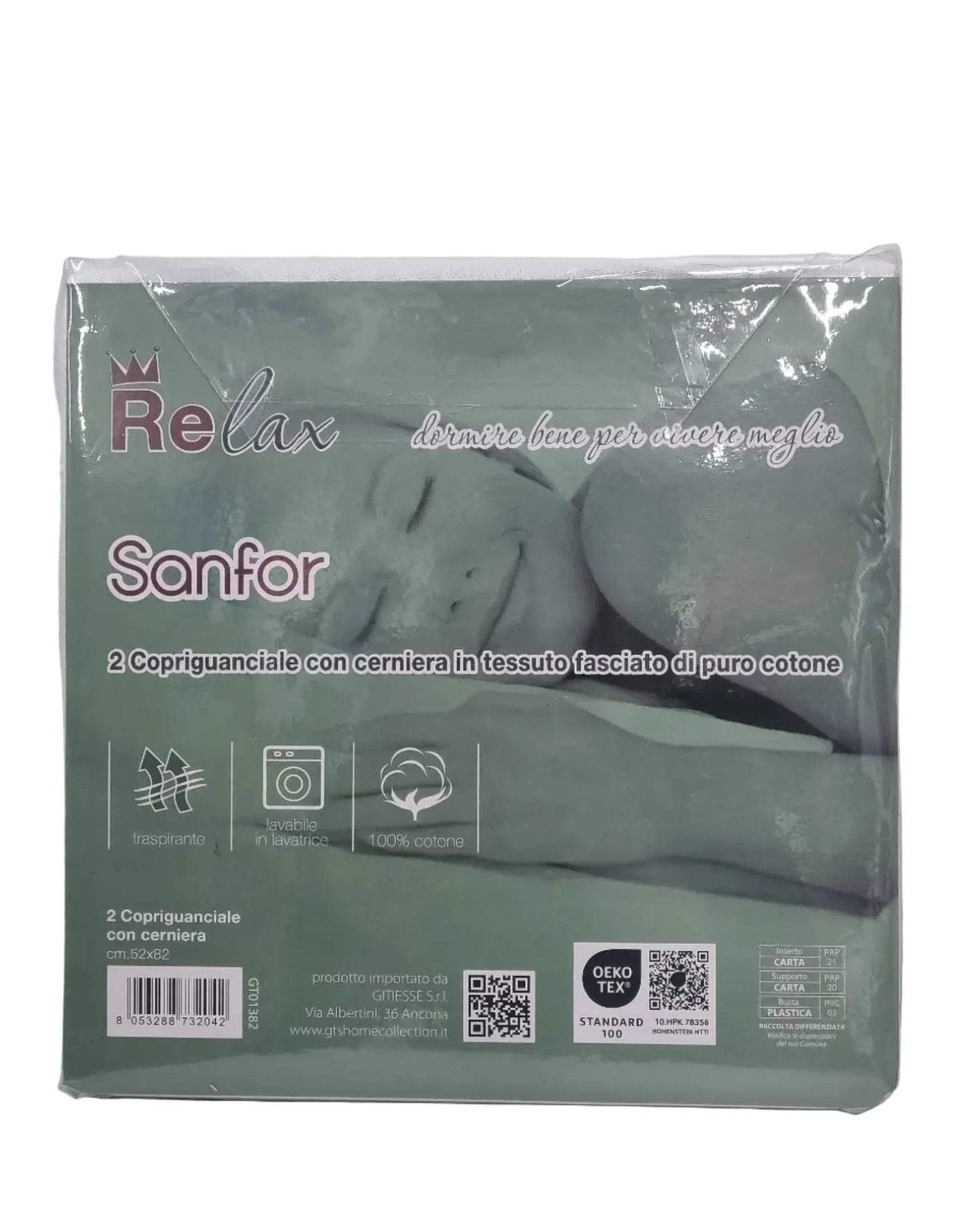 Set 2 copriguanciali cotone naturale per letto matrimoniale – vista aperta