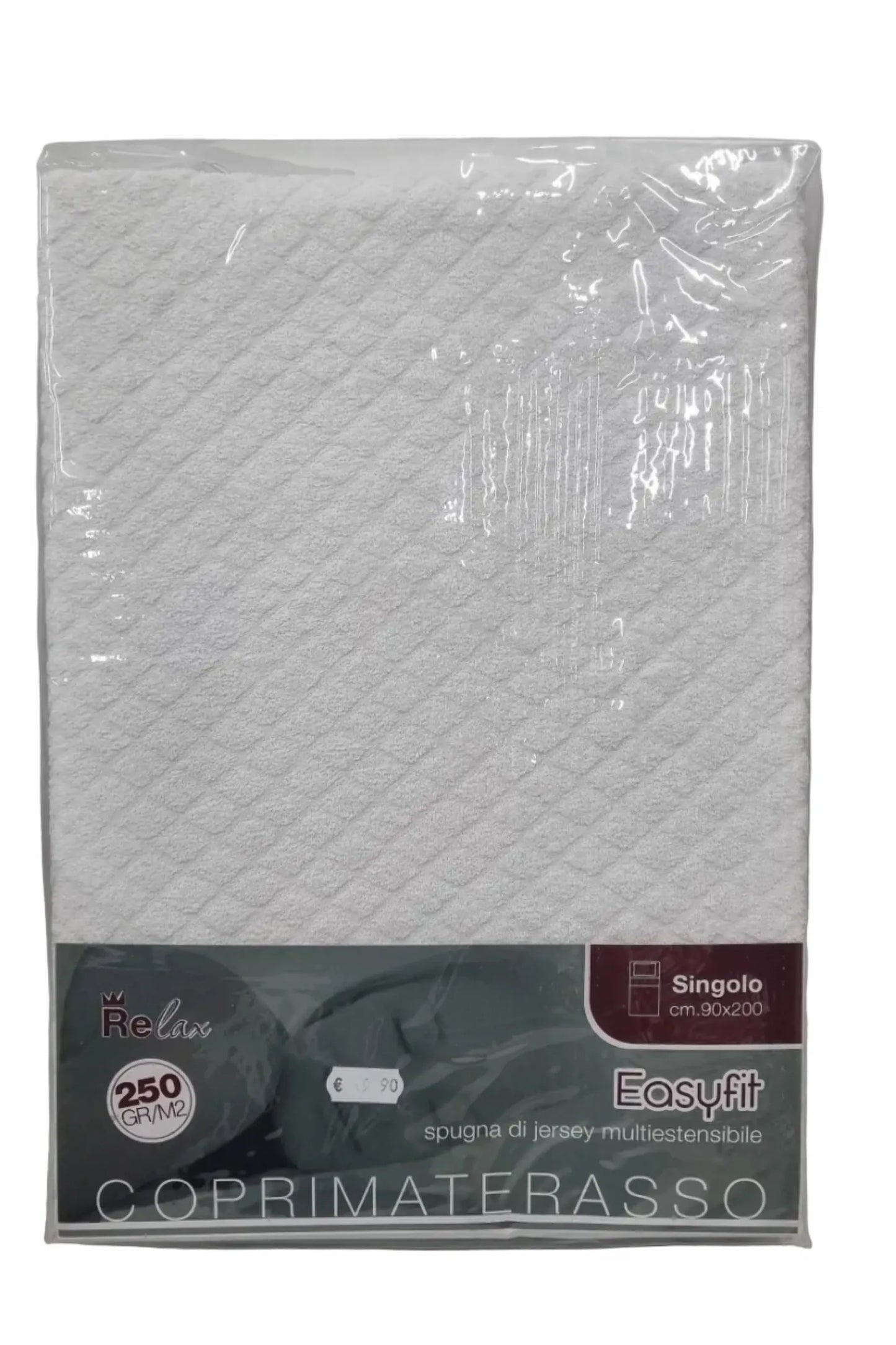 Coprimaterasso singolo Relax Easyfit 90x200cm in spugna jersey 250gr/m² – bianco con elastico