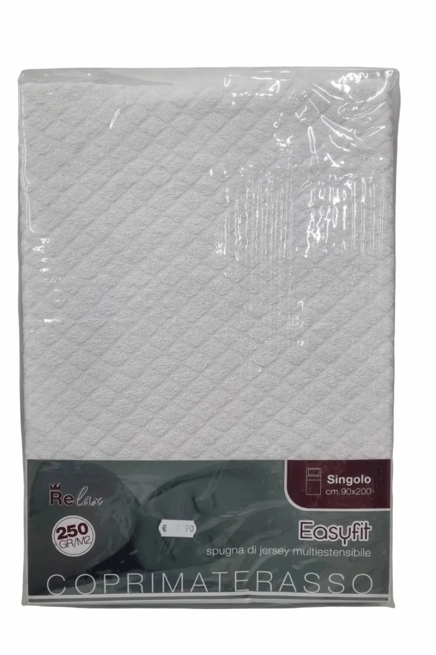 Coprimaterasso singolo Relax Easyfit 90x200cm in spugna jersey 250gr/m² – bianco con elastico