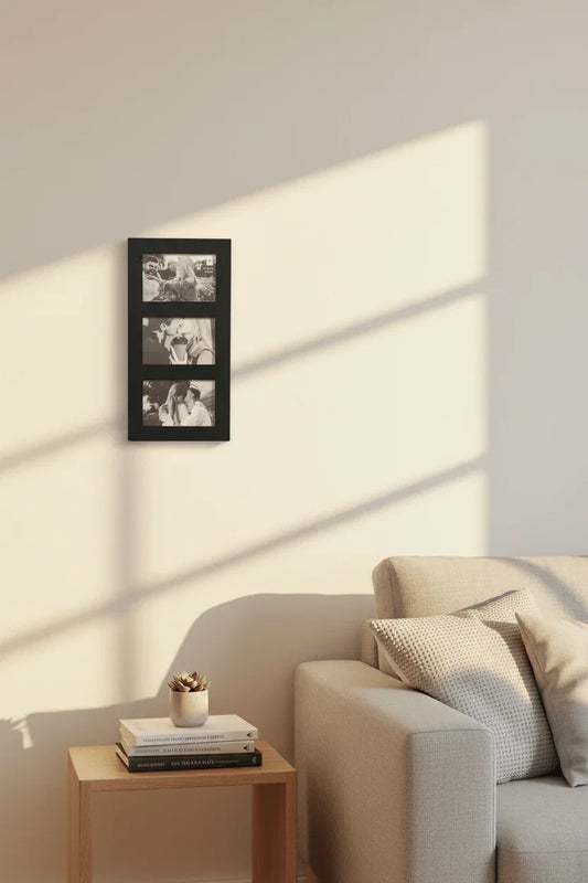 Cornice Multipla 3 Foto in Legno Nero - Portafoto da Parete - Punto Casa