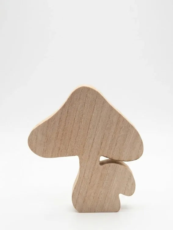 Funghi in Legno Decorativi Autunnali con Scoiattolo