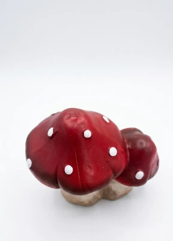 Fungo di Ceramica Autunnale Bordeaux a Pois – Decorazione Boho Rustica - Punto Casa