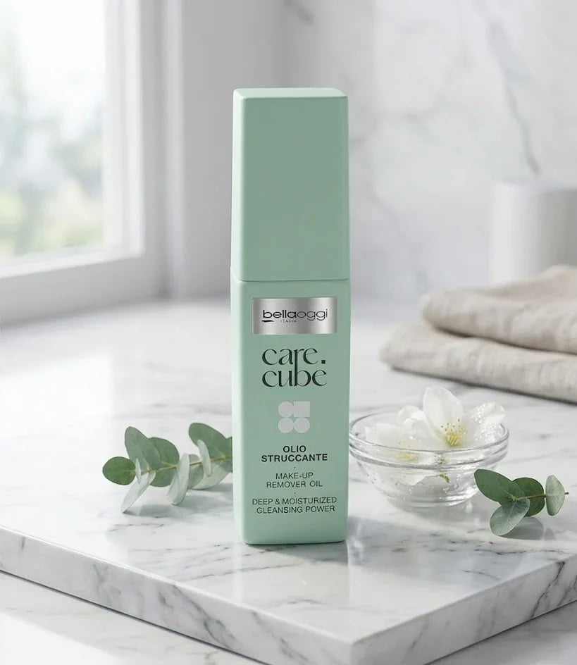 Olio struccante viso Care.Cube Bellaoggi, detergente viso delicato con potere pulente idratante