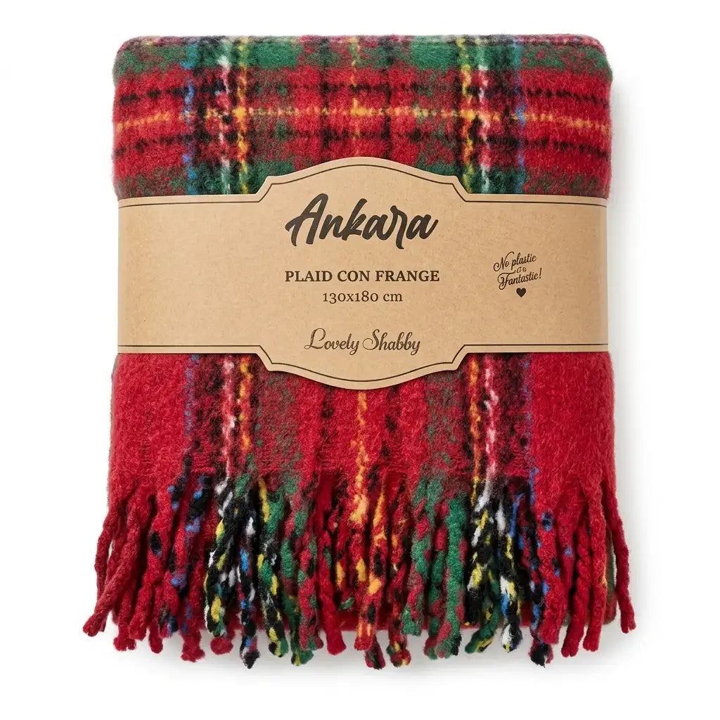 Plaid con frange 130 x 180 cm color tartan