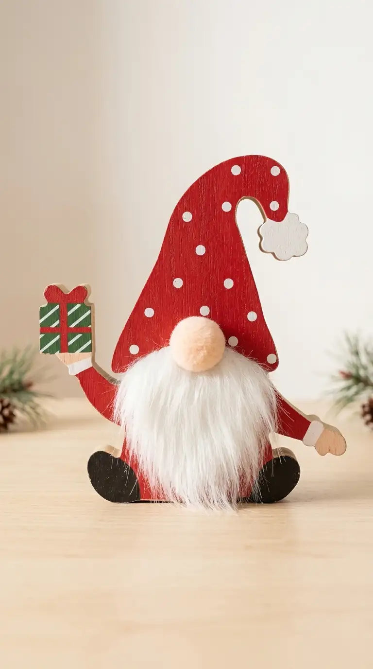 Dettaglio dello gnomo decorativo in legno