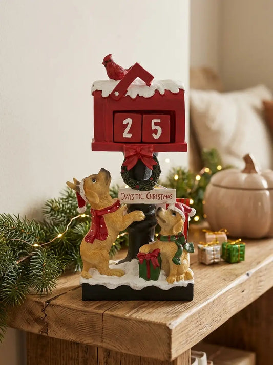 Calendario perpetuo con cani in resina