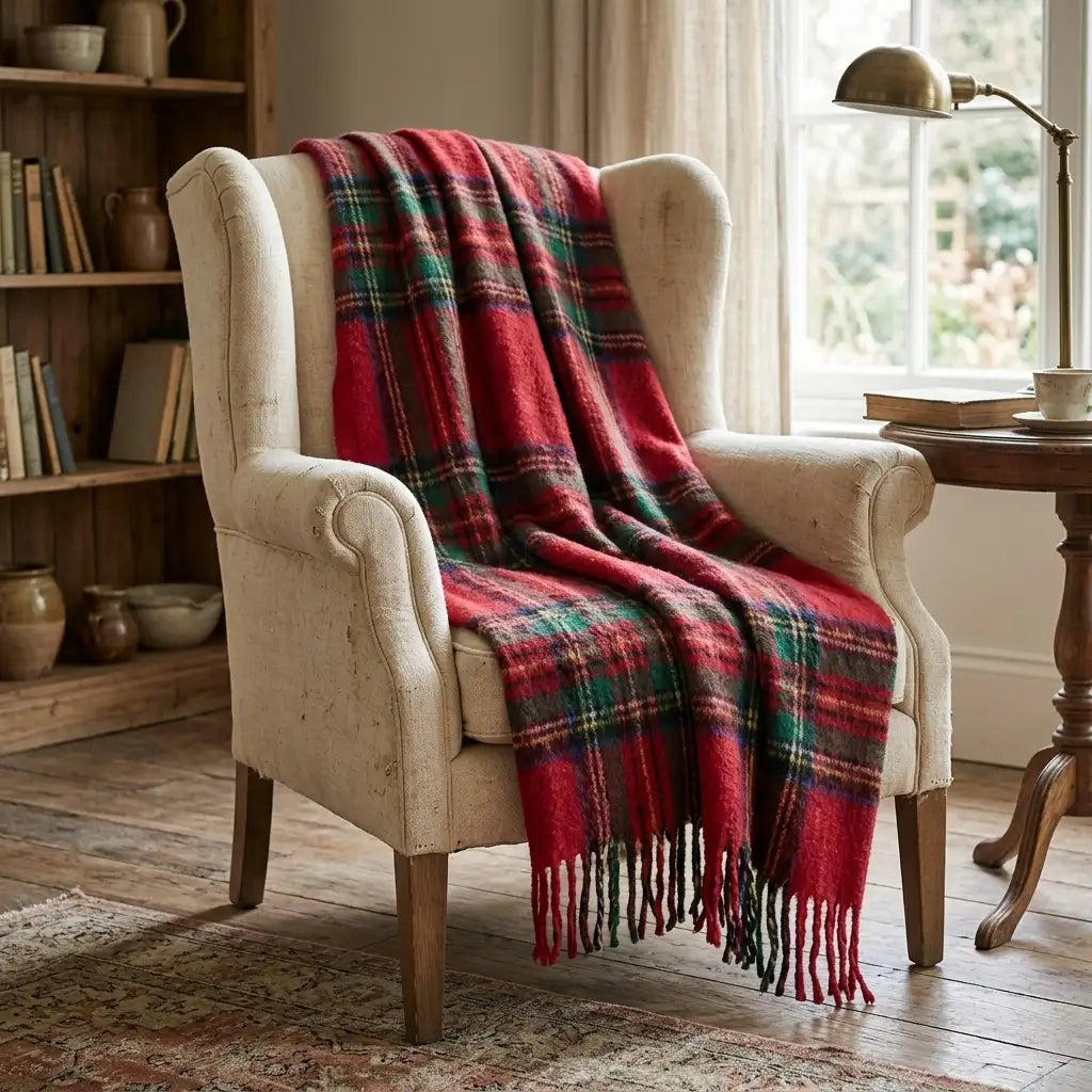 Plaid con frange 130 x 180 cm color tartan