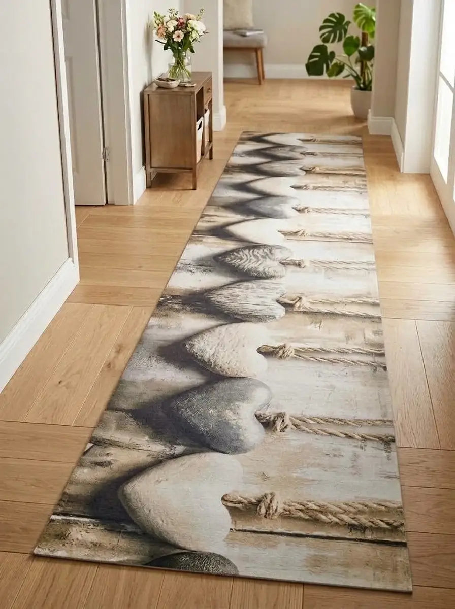 Passatoia al taglio con cuori e corde effetto naturale