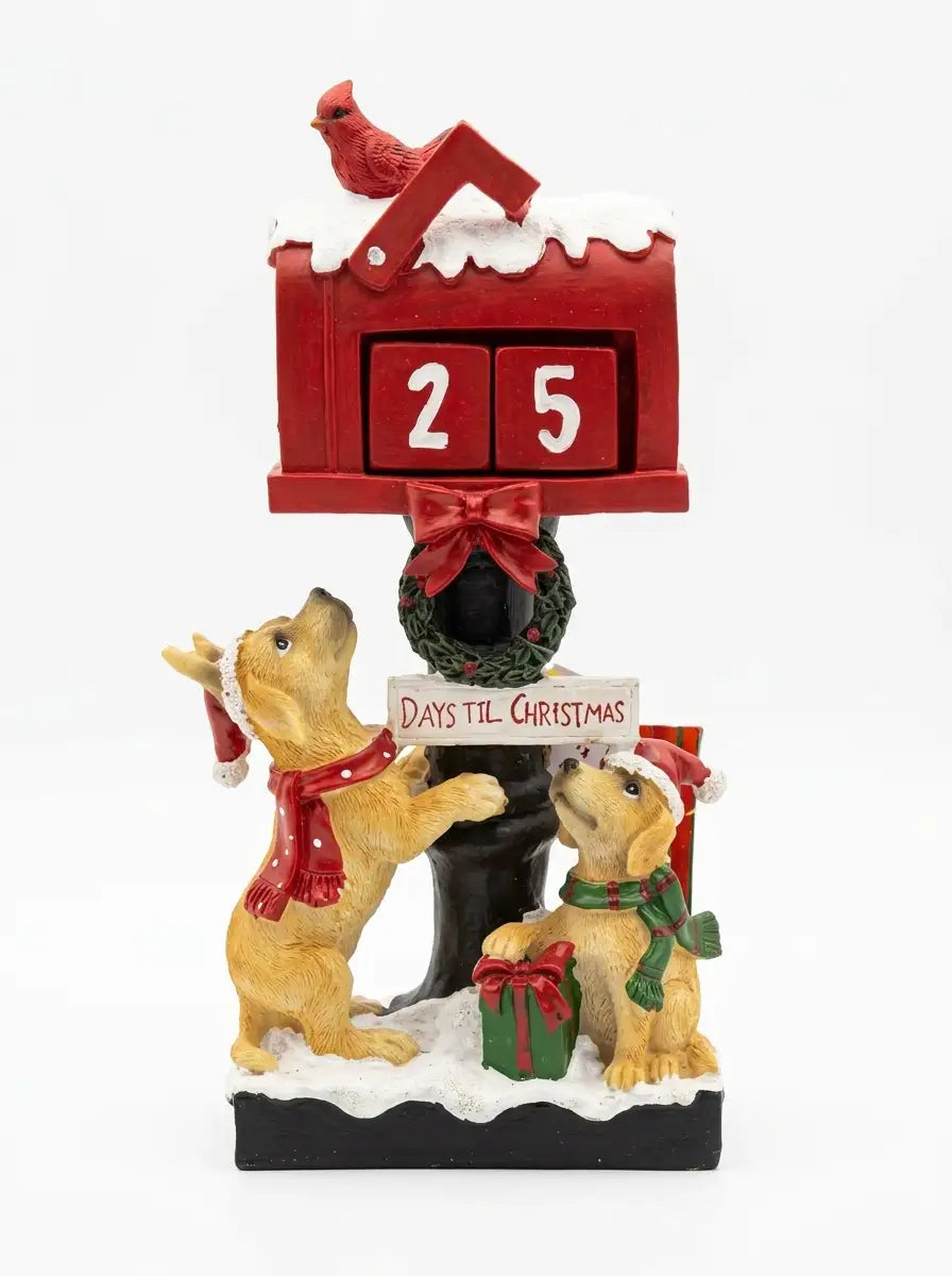 Calendario perpetuo decorativo da tavolo con cani in resina