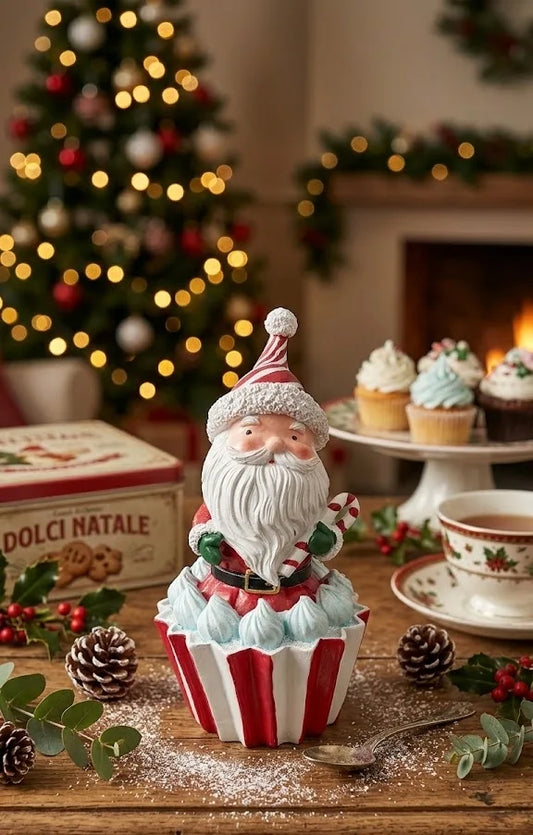 Gnomo Babbo Natale in Resina Cupcake – 20 cm - Punto Casa
