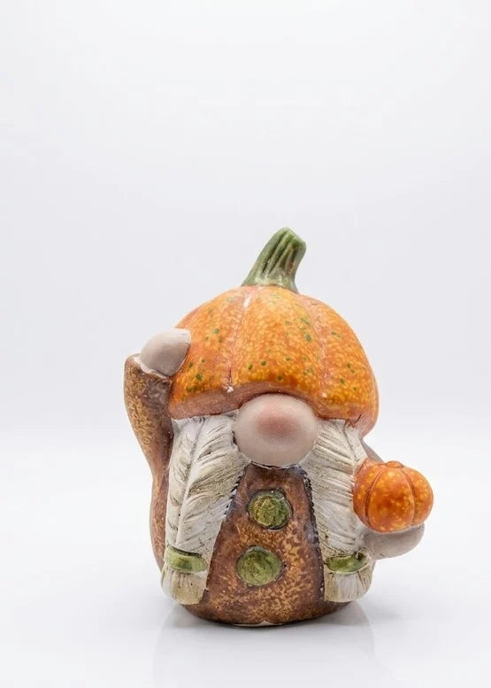 Gnomo di Ceramica con Zucca Autunnale – Decorazione Fiabesca per la Casa - Punto Casa