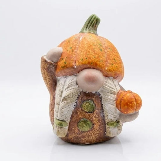 Gnomo di Ceramica con Zucca Autunnale – Decorazione Fiabesca per la Casa - Punto Casa