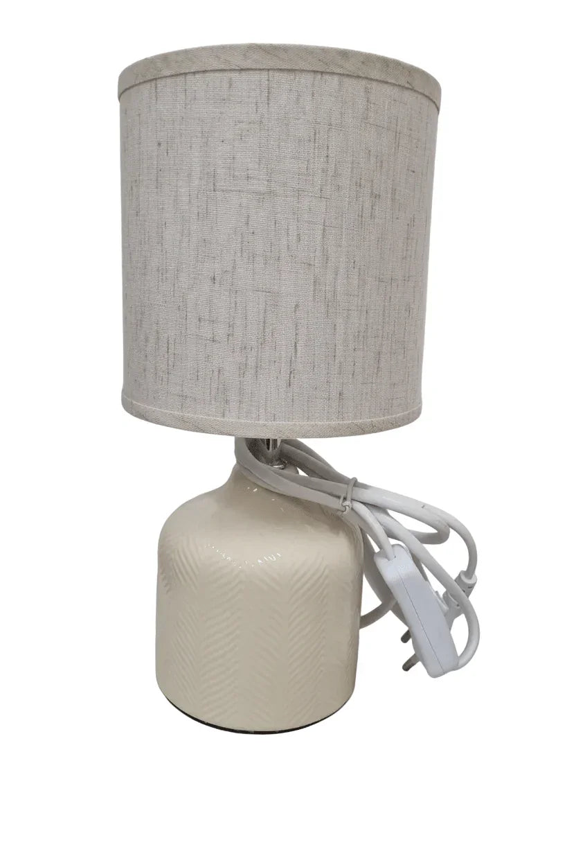Lampada da Tavolo Base Cilindrica Ecrù con Paralume - Punto Casa