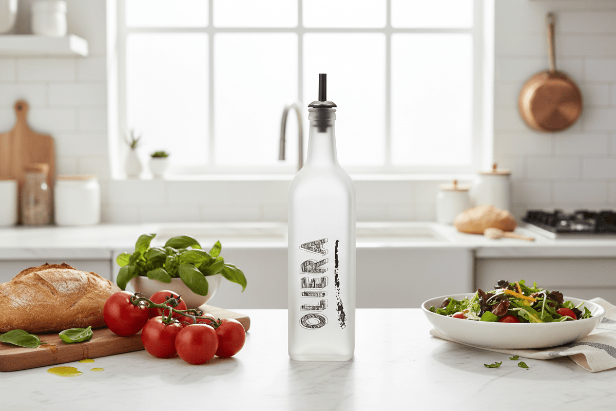 Oliera in Vetro Satinato con Beccuccio Dosatore 1L - Punto Casa