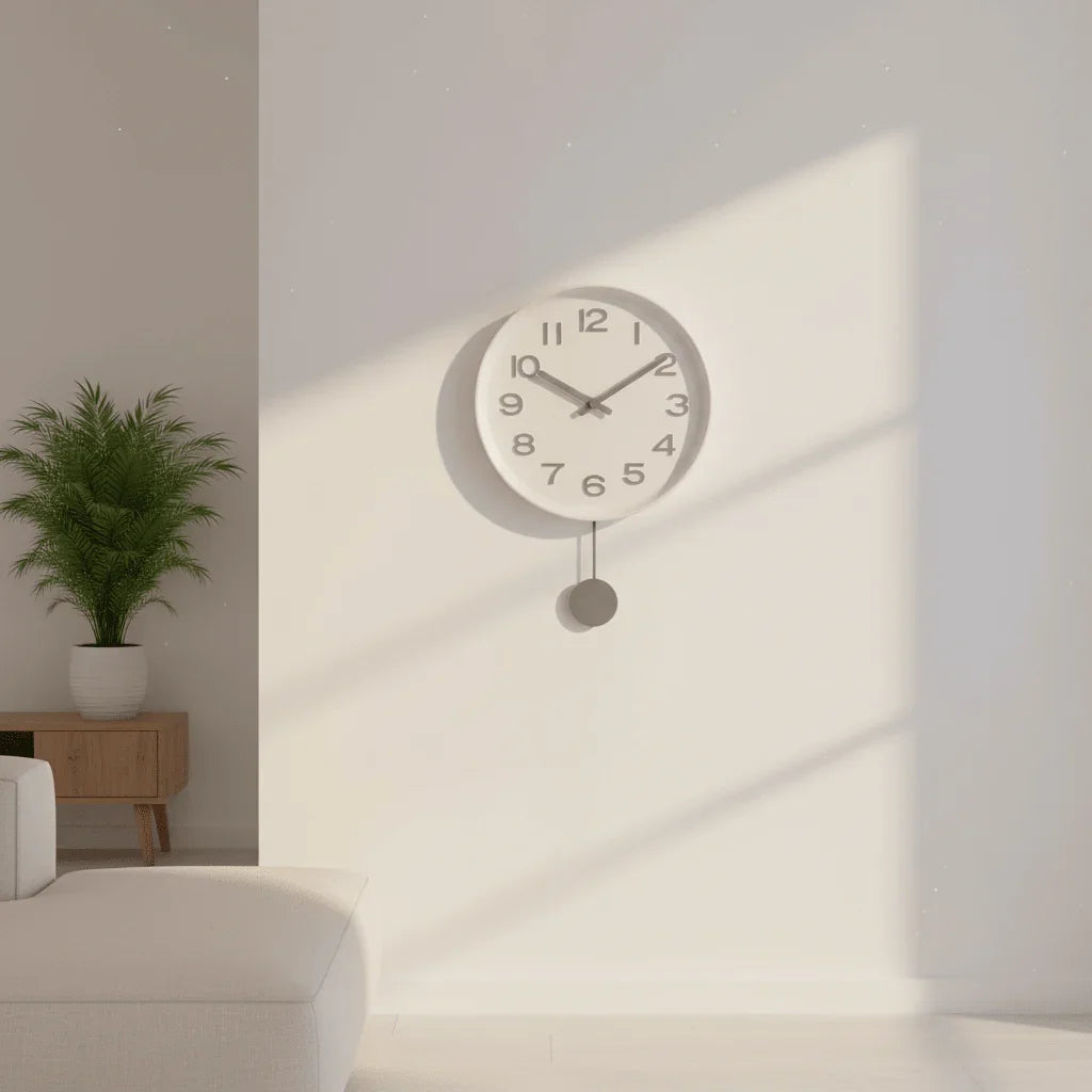 Orologio da Parete Bianco con Pendolo - Design Moderno 32cm - Punto Casa