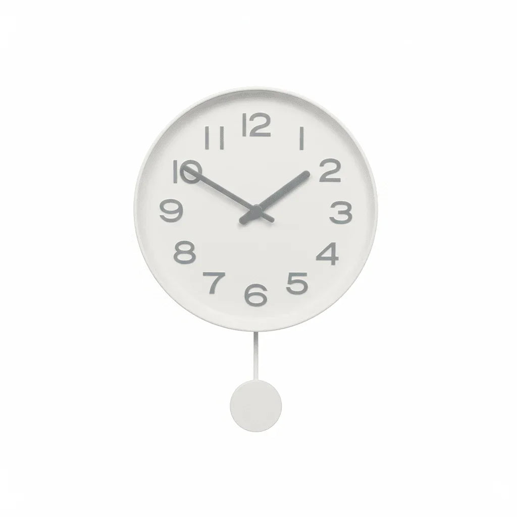Orologio da Parete Bianco con Pendolo - Design Moderno 32cm - Punto Casa