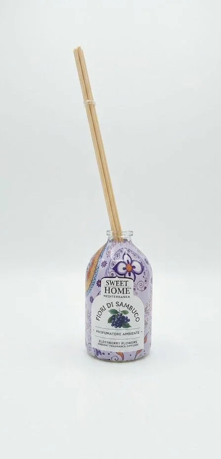 Profumatore ambiente Sweet Home Fiori di Sambuco con bastoncini in vaso decorato