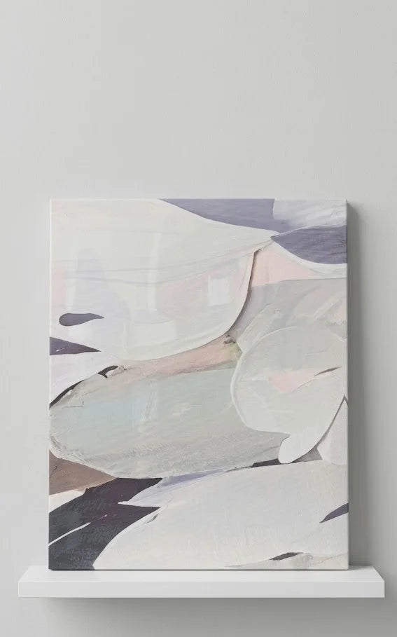 Quadro Astratto Moderno Bianco Grigio – Stampa su Tela 40x50 cm