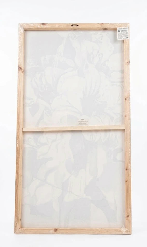 Quadro moderno viso di donna con fiori bianchi - 100x50 cm