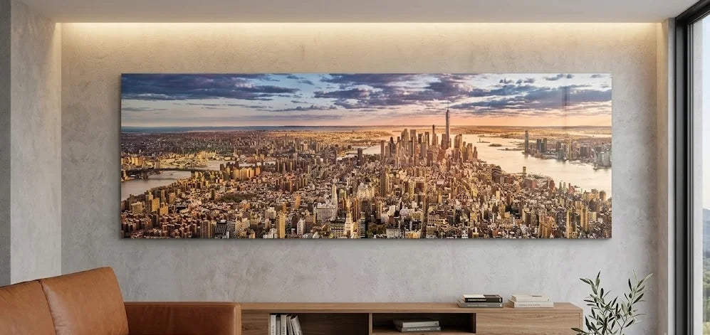 Quadro moderno skyline Manhattan vista aerea - 120x40 cm Punto Casa