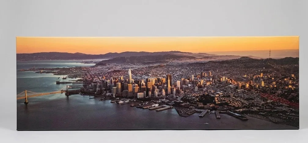 Quadro panoramico Manhattan 120x40 cm – One World Trade Center con riflessi dorati e cielo al tramonto