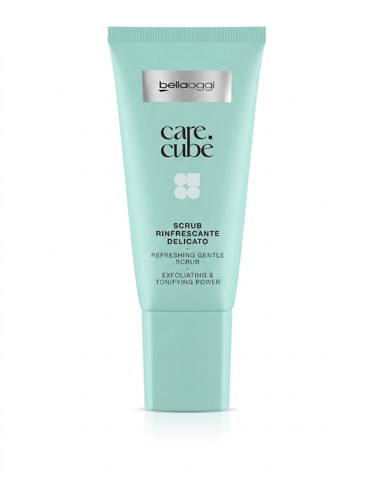 Scrub viso rinfrescante delicato Bella Oggi Care Cube, esfoliante tonificante per pelle sensibile
