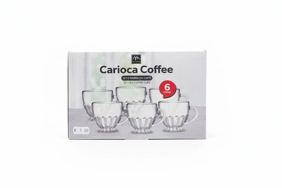 Tazzine caffè in vetro borosilicato con manico ergonomico, lavabili in lavastoviglie