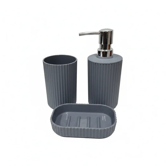 Set bagno 3 pezzi grigio sfondo bianco