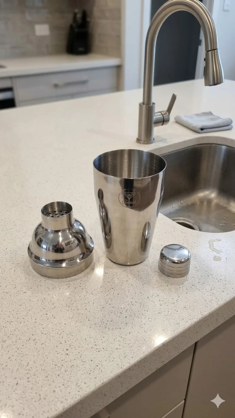 Shaker Cocktail Professionale Acciaio Inox 550ml - 3 Pezzi